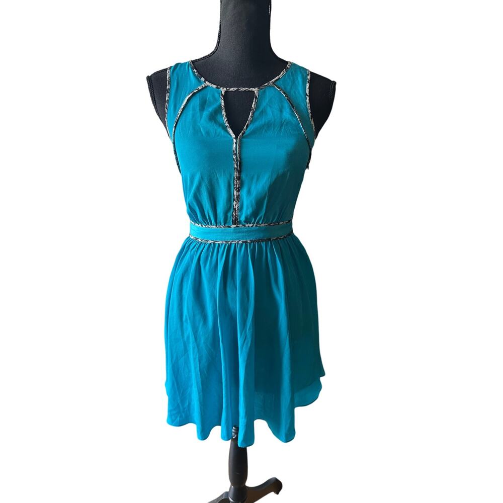 Armani Exchange Reversible Mini Dress Teal Sleeveless Keyhole Neckline